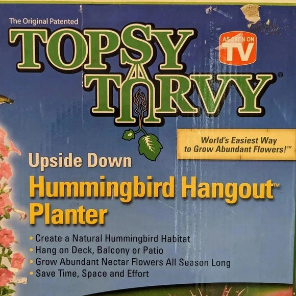 Topsy Turvy Upside Down Hummingbird Hangout Planter New in Open Box - Picture 2 of 6
